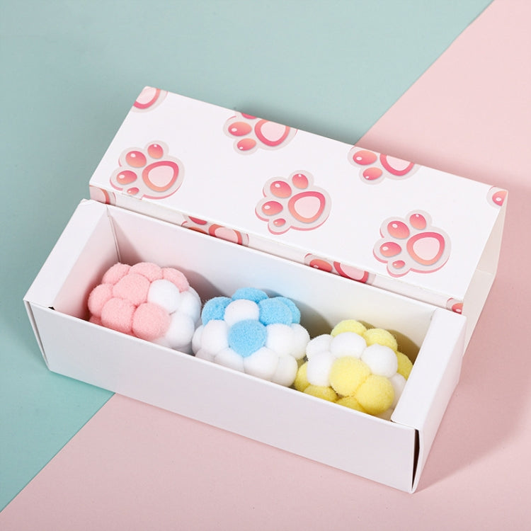 CT0115 Macaron-Colored Plush Ball Funny Cat Toy, 3 PCS, 6 PCS