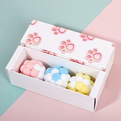 CT0115 Macaron-Colored Plush Ball Funny Cat Toy, 3 PCS, 6 PCS