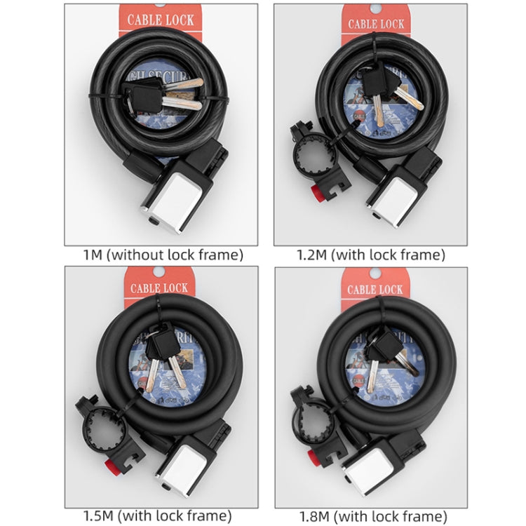 BG-0518 Mountain Bike Portable Anti-Theft Bold Cable Lock, Length:, 1.8m With Lock Frame