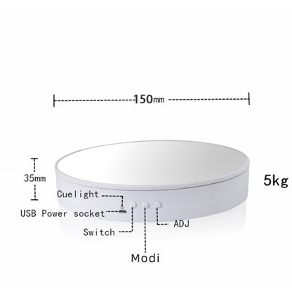15cm Adjustable Speed Rotating Display Stand Props Turntable, White Mirror, Black Mirror, White Velvet, Black Velvet