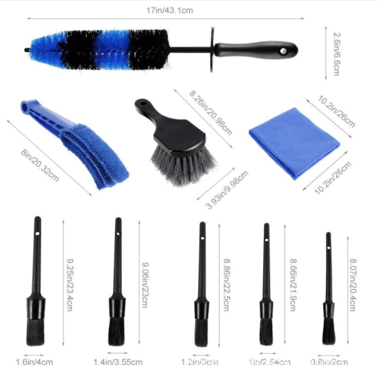 Car Wash Detail Brush Short Shank Tire Brush, 9 PCS / Set