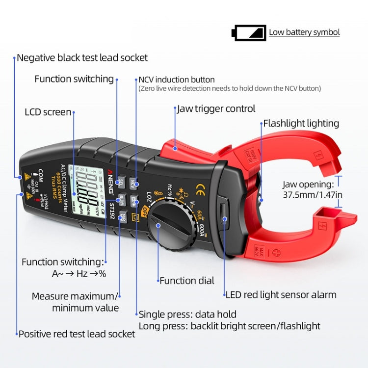 ANENG ST191 Multifunctional AC Clamp Digital Meter, ST192 600A DC Current, ST193 Intelligent Automatic