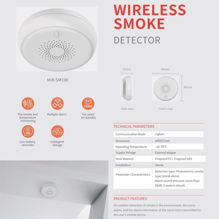 ZB-SMK-1 Smart Wireless Smoke Detector, ZB-SMK-1