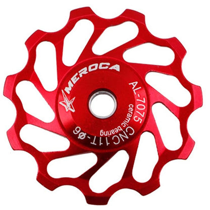 MEROCA Ceramic Bearing Mountain Bike Guide Wheel, 11T Black, 11T Red, 13T Black, 13T Red