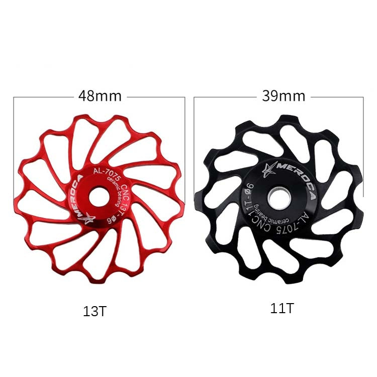 MEROCA Ceramic Bearing Mountain Bike Guide Wheel, 11T Black, 11T Red, 13T Black, 13T Red
