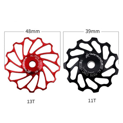 MEROCA Ceramic Bearing Mountain Bike Guide Wheel, 11T Black, 11T Red, 13T Black, 13T Red