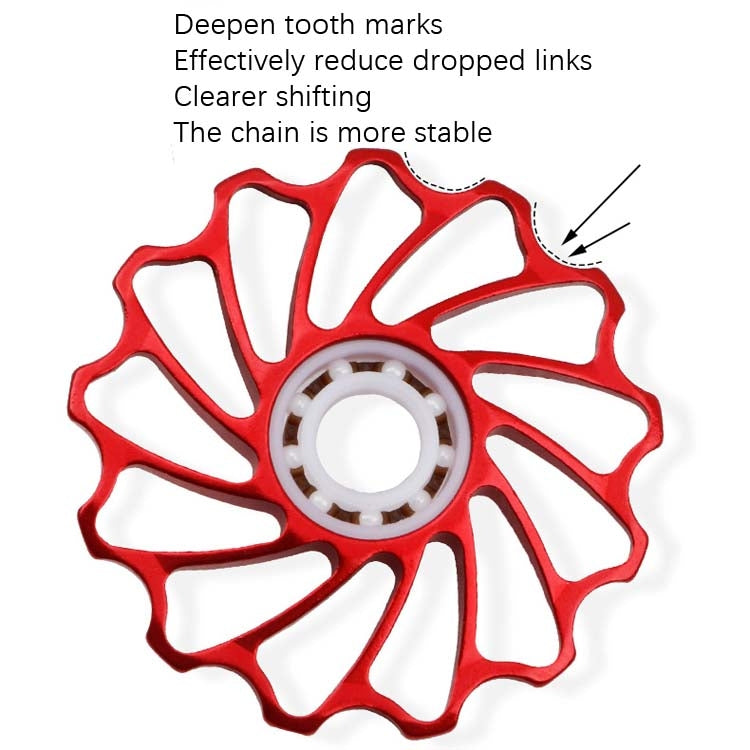 MEROCA Ceramic Bearing Mountain Bike Guide Wheel, 11T Black, 11T Red, 13T Black, 13T Red