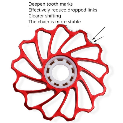 MEROCA Ceramic Bearing Mountain Bike Guide Wheel, 11T Black, 11T Red, 13T Black, 13T Red