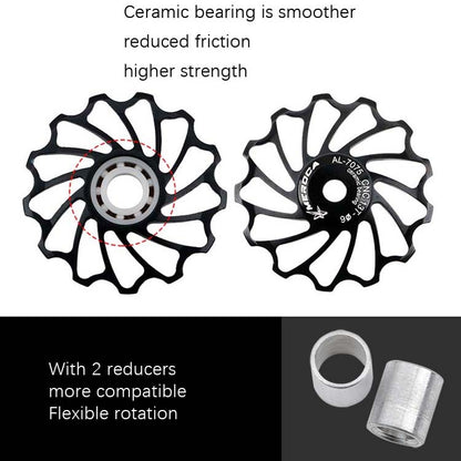 MEROCA Ceramic Bearing Mountain Bike Guide Wheel, 11T Black, 11T Red, 13T Black, 13T Red