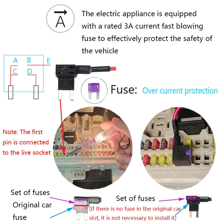 C301 12V to 5V Car ACC Takes Electricity Buck Cables, Model: MINI Straight Buck Cable + 1 x Take Appliance, Buckle + 4 x Take Appliance, MINI