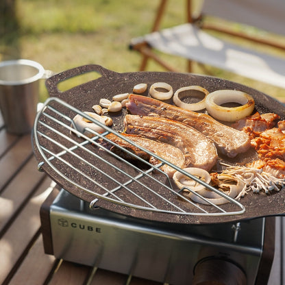 304 Stainless Steel Camping BBQ Frying Pan Steaming Rack, Size:, 26x8.5cm, 37x11cm