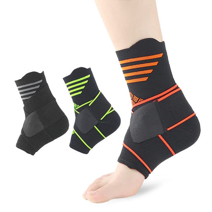 Nylon Sports Compression Striped Bandage Ankle Support, S, M