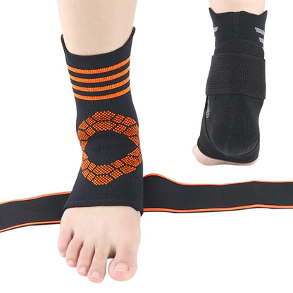 Nylon Sports Compression Striped Bandage Ankle Support, S, M