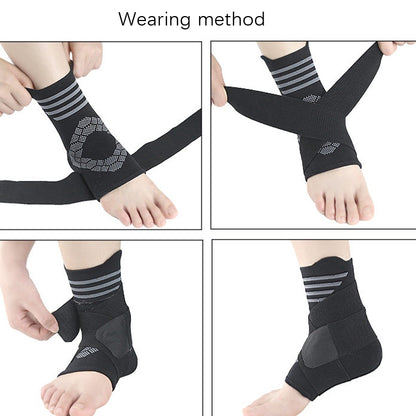 Nylon Sports Compression Striped Bandage Ankle Support, S, M