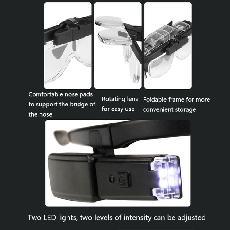 11642DC Multi-magnification Glasses-type Maintenance Rechargeable Magnifying Glass, 11642DC