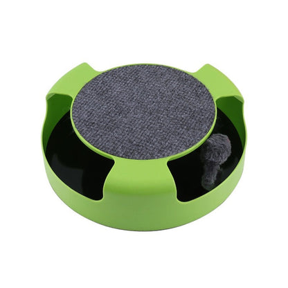 C-034 Spinning Cat Turntable Puzzle Play Board, Blue, Red, Green