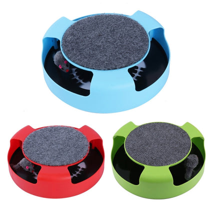 C-034 Spinning Cat Turntable Puzzle Play Board, Blue, Red, Green