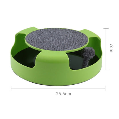 C-034 Spinning Cat Turntable Puzzle Play Board, Blue, Red, Green