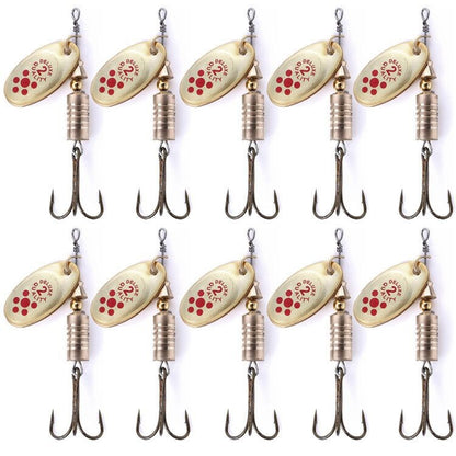 10 PCS HENGJIA  SP054 6.7cm / 7g Fresh Water Sequins Road Bait, Silver, Gold, Gold+Silver, Green Stripes, Black Gold Point, Copper