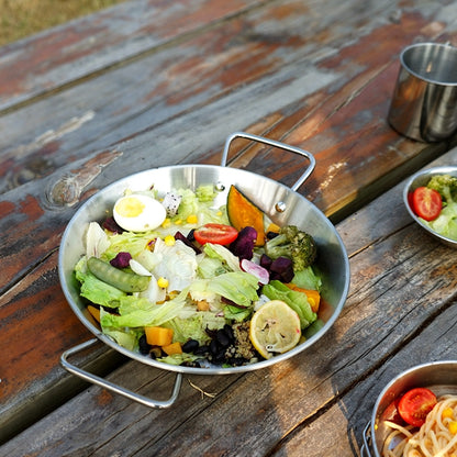 Outdoor Camping Stainless Steel Binaural Pans