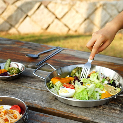 Outdoor Camping Stainless Steel Binaural Pans