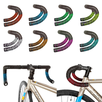 JH085 Chrysanthemum Pattern Shock Absorption Gradient Color Bicycle Handlebar, Black Bottom White Print, Black Bottom Red Print, Black Bottom Fluorescent Yellow Printing, Black Bottom Pink Printing, Black Bottom Blue Printing, Black Bottom Cyan Print...