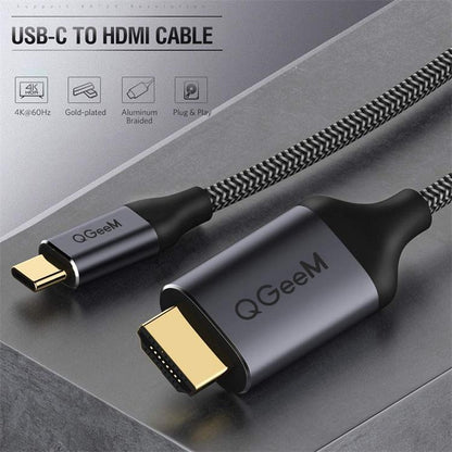 QGeeM QG-UA09 Type-C To HDMI Cable, 1.8m, 3m