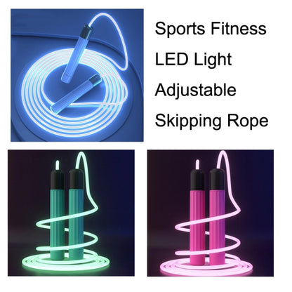 Sports Fitness LED Light Adjustable Skipping Rope, Pink, Blue, Green