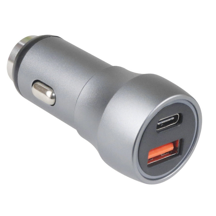 Aluminum Alloy Cigarette Lighter Applicable Car Charger, Gray QCPD