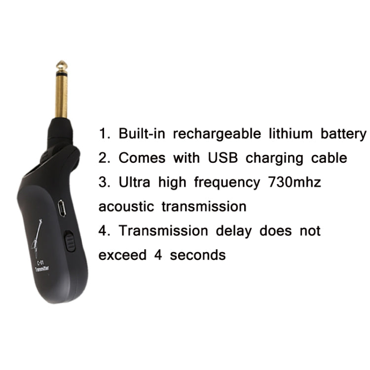 C01 Electric Guitar Wireless Audio Transmitter Receiver, Black