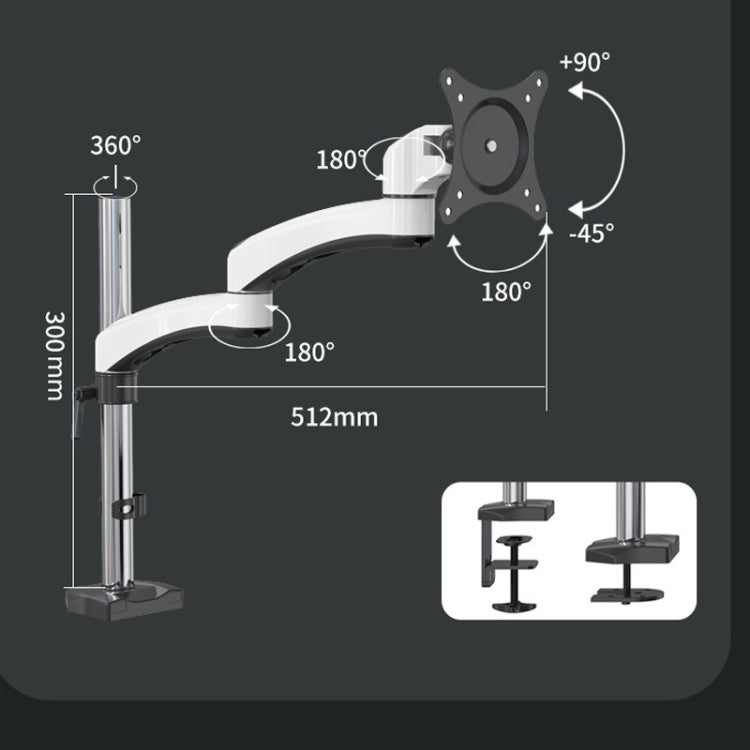 Gibbon Mounts FE112 Aluminum Alloy Lifting and Rotating LCD Computer Monitor Bracket, Clip Table, Perforation