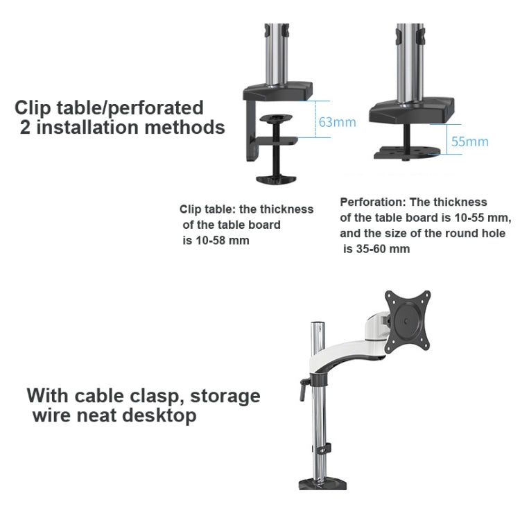 Gibbon Mounts FE112 Aluminum Alloy Lifting and Rotating LCD Computer Monitor Bracket, Clip Table, Perforation