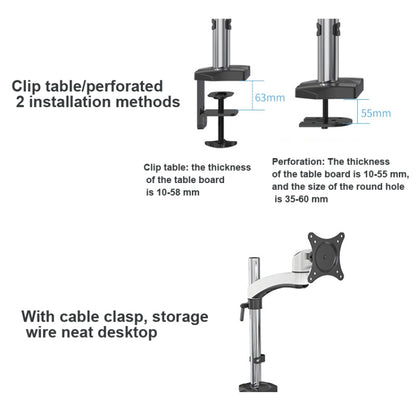 Gibbon Mounts FE112 Aluminum Alloy Lifting and Rotating LCD Computer Monitor Bracket, Clip Table, Perforation