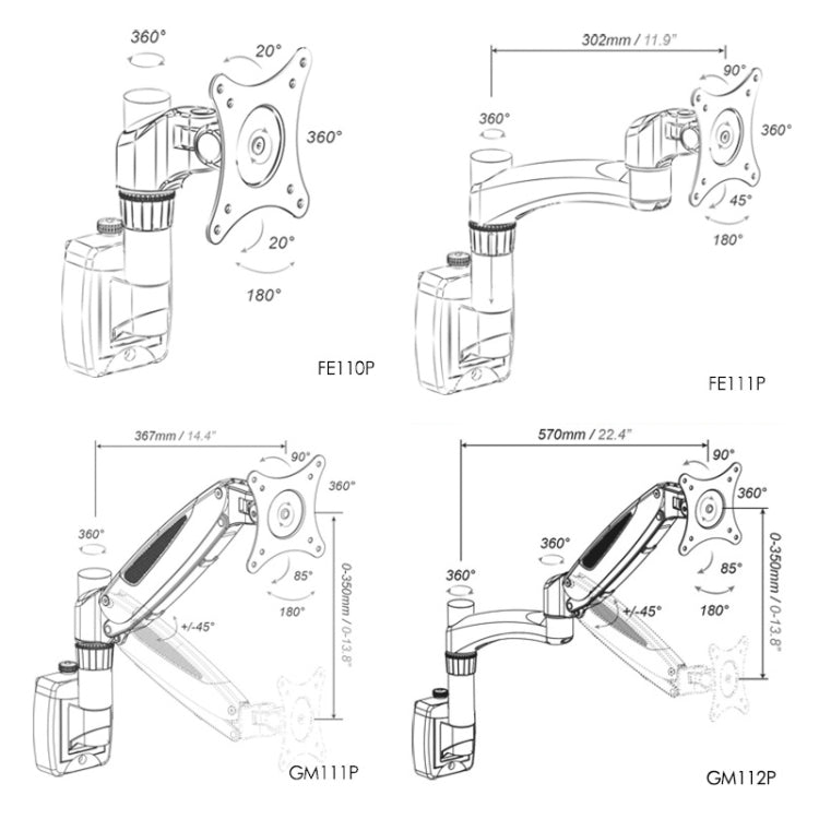 Gibbon Mounts  Lifting and Rotating Computer Monitor Bracket Slide Rail Bracket,Model:, FE110P, FE111P, GM111P
