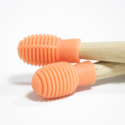 4 Pcs/Set Drum Sticks Silicone Head Drum Cover Practice Drums Mute Protective Case, Orange, Gray