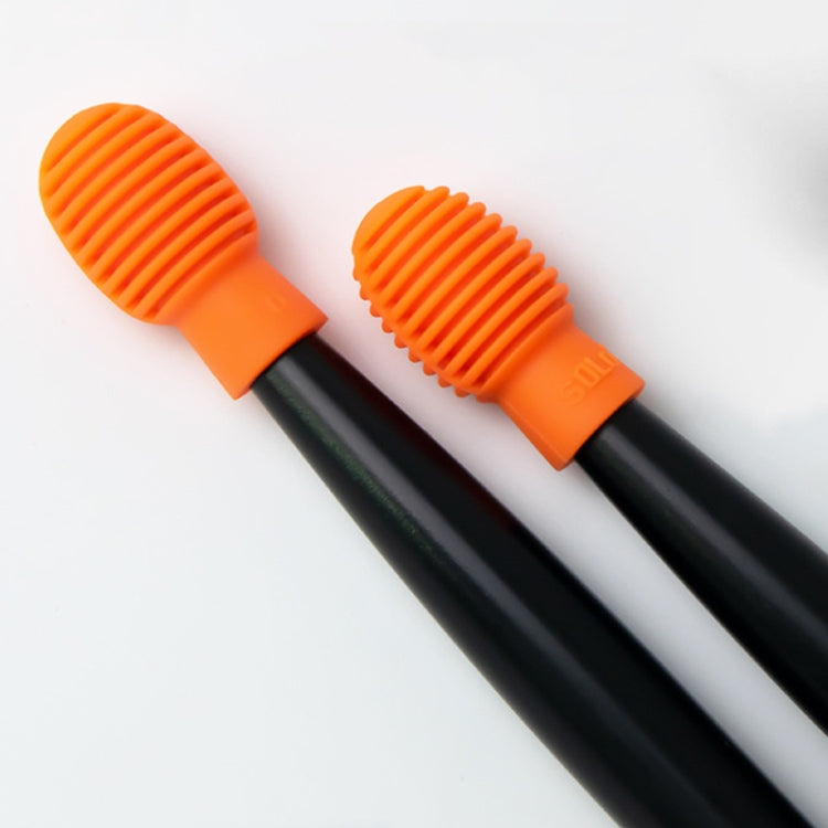 4 Pcs/Set Drum Sticks Silicone Head Drum Cover Practice Drums Mute Protective Case, Orange, Gray