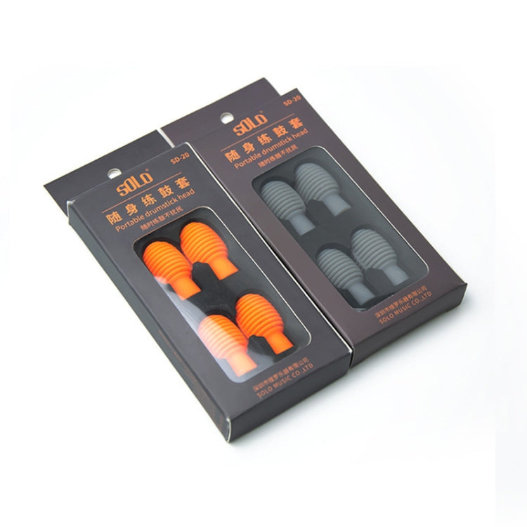 4 Pcs/Set Drum Sticks Silicone Head Drum Cover Practice Drums Mute Protective Case, Orange, Gray