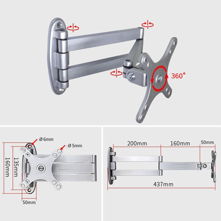 Computer LCD Monitor Wall Mounted Universal Swivel Bracket