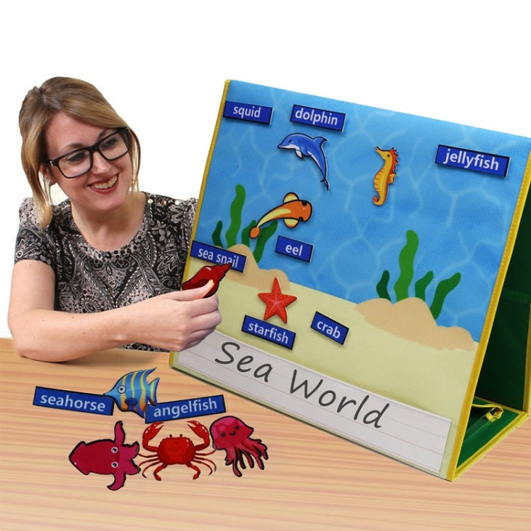 Story Theme Portable Felt Board Classroom Desktop Auxiliary Teaching Aids, Fruit Vegetable Theme, Marine Life Theme