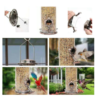 Outdoor Garden Hanging Metal Bird Automatic Feeder, Hanging Metal Bird Feeder