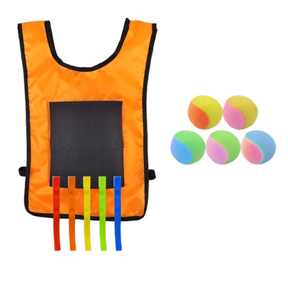 Children Dodgeball Vest For Parent-child Outdoor Games With 5 Balls, Small (Red), Small (Blue), Small (Yellow), Small (Orange), Small (Green), Large (Red), Large (Blue), Large (Yellow), Large (Orange), Large (Green), Small + 5 Tails (Red)