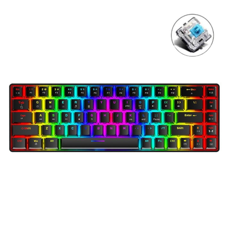 ZIYOU LANG T8 68 Keys RGB Luminous Gaming Mechanical Keyboard, Cable Length:1.6m, T8 White Green Shaft, T8 White Red Shaft, T8 Blue Green Shaft, T8 Pink Green Shaft, T8 Black Green Shaft, T8 Black Tea Shaft