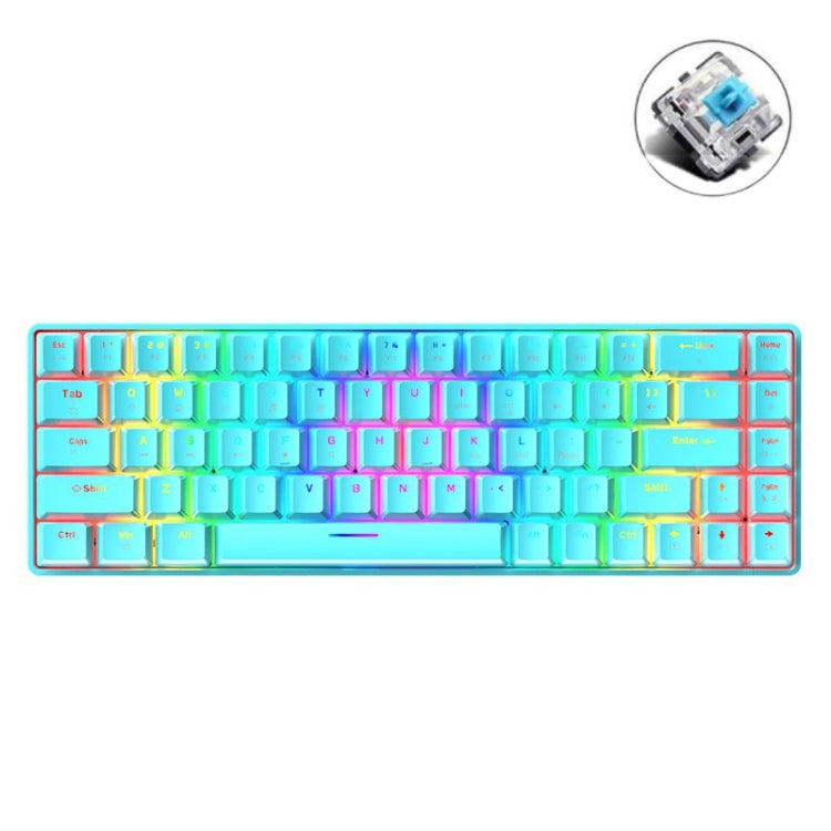ZIYOU LANG T8 68 Keys RGB Luminous Gaming Mechanical Keyboard, Cable Length:1.6m, T8 White Green Shaft, T8 White Red Shaft, T8 Blue Green Shaft, T8 Pink Green Shaft, T8 Black Green Shaft, T8 Black Tea Shaft