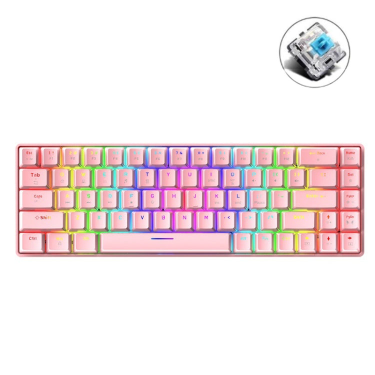 ZIYOU LANG T8 68 Keys RGB Luminous Gaming Mechanical Keyboard, Cable Length:1.6m, T8 White Green Shaft, T8 White Red Shaft, T8 Blue Green Shaft, T8 Pink Green Shaft, T8 Black Green Shaft, T8 Black Tea Shaft