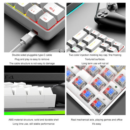 ZIYOU LANG T8 68 Keys RGB Luminous Gaming Mechanical Keyboard, Cable Length:1.6m, T8 White Green Shaft, T8 White Red Shaft, T8 Blue Green Shaft, T8 Pink Green Shaft, T8 Black Green Shaft, T8 Black Tea Shaft