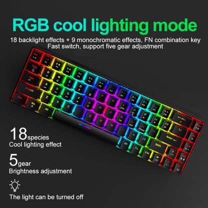 ZIYOU LANG T8 68 Keys RGB Luminous Gaming Mechanical Keyboard, Cable Length:1.6m, T8 White Green Shaft, T8 White Red Shaft, T8 Blue Green Shaft, T8 Pink Green Shaft, T8 Black Green Shaft, T8 Black Tea Shaft