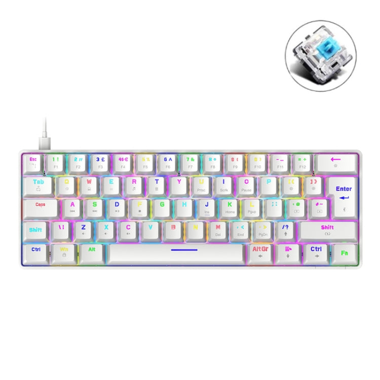 ZIYOU LANG T60 62-Key RGB Luminous Mechanical Wired Keyboard, Cable Length:1.5m, T60 Blue Red Shaft, T60 Black Green Shaft, T60 Black Tea Shaft, T60 White Green Shaft, T60 White Red Shaft, T60 Blue Green Shaft
