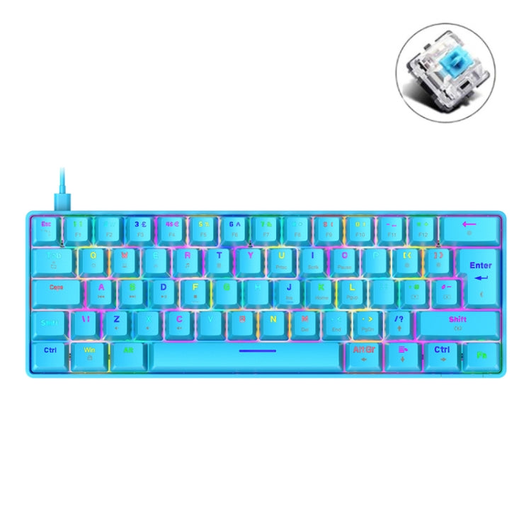 ZIYOU LANG T60 62-Key RGB Luminous Mechanical Wired Keyboard, Cable Length:1.5m, T60 Black Green Shaft, T60 Black Tea Shaft, T60 White Green Shaft, T60 White Red Shaft, T60 Blue Green Shaft, T60 Blue Red Shaft
