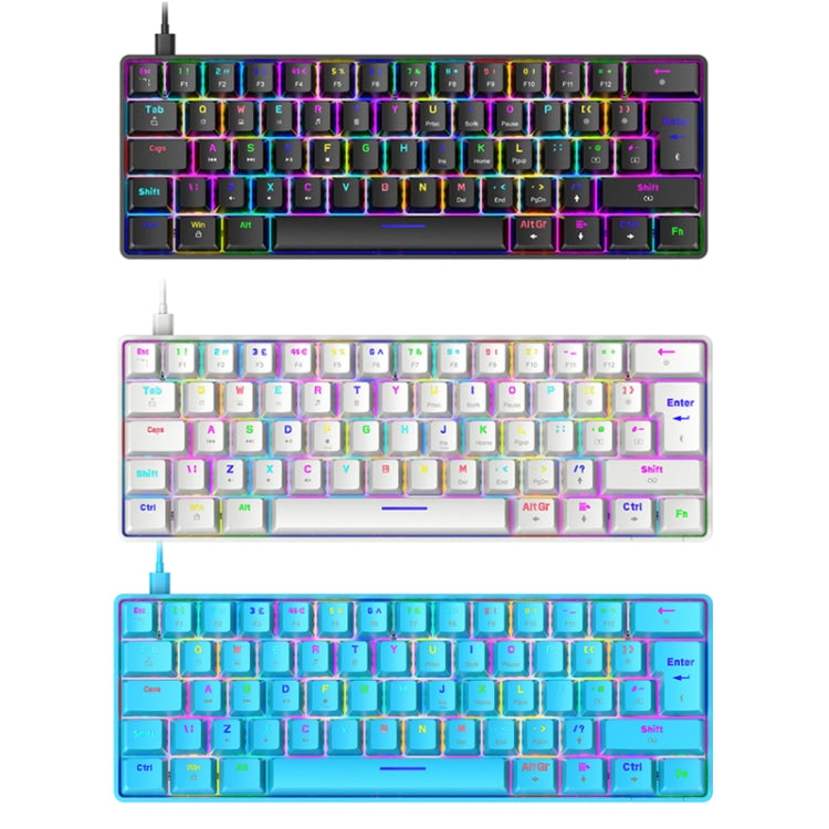 ZIYOU LANG T60 62-Key RGB Luminous Mechanical Wired Keyboard, Cable Length:1.5m, T60 Black Green Shaft, T60 Black Tea Shaft, T60 White Green Shaft, T60 White Red Shaft, T60 Blue Green Shaft, T60 Blue Red Shaft
