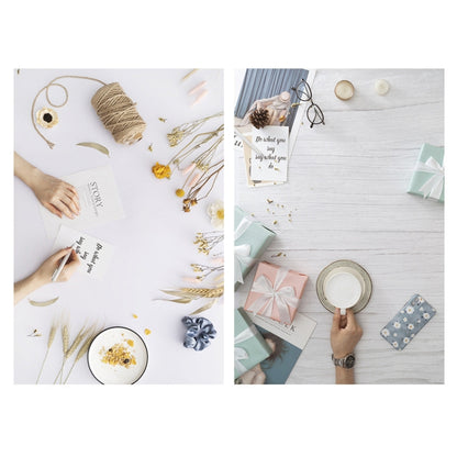 2 PCS 3D Stereoscopic Double-sided Photography Background Board, Flower Rhyme 1, Flower Rhyme 2, Flower Rhyme 3, Light Shadow Magic 1, Light Shadow Magic 2, Afternoon Tea, Quiet Life, Food, Clear Makeup Bath, Water Ripple, Casual Hand, Hand Drawn Red G...